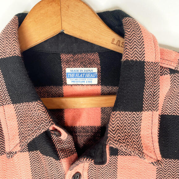 The Flat Head Men's Medium Button-Up Shirt - Pink & Black Checkered - Picture 2 of 10